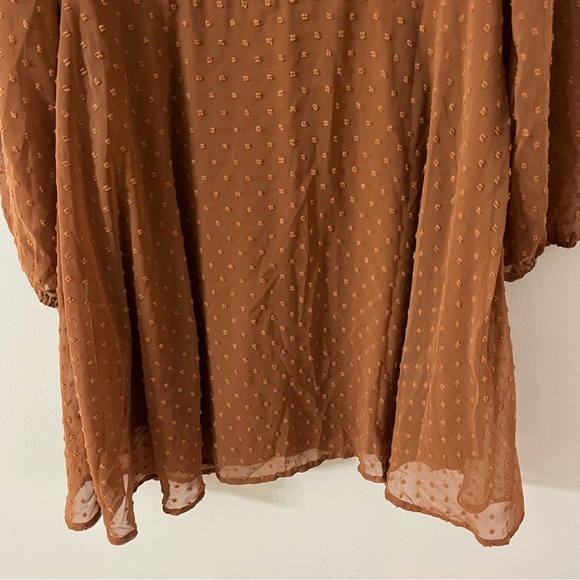 LYANER Women' Swiss Dots Square Neck Ruffle Hem Short Sleeve Elegant Mini Dress - Picture 8 of 13